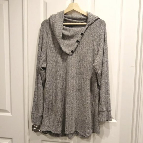 French Laundry Sweater Knit Asymmetrical Button Cowl Neck Top size 2x - Picture 5 of 5